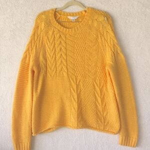 Time and Tru Women's Yellow‎ Cable Knit Oversized Sweater Size M